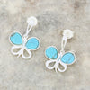 Turquoise Sterling Silver Butterfly Shape Drop Stud Earrings