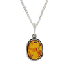Amber Sterling Silver Oval Pendant and Chain | H&H Family Jewellers