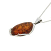 Amber Sterling Silver Oval Pendant and Chain | H&H Family Jewellers