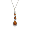 Amber Sterling Silver Triple Drop Pendant & Chain | H&H