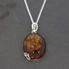Amber Sterling Silver Large Oval Pendant & Chain | H&H Family Jewellers