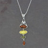 Amber Sterling Silver Drop Pendant & Chain | H&H Family Jewellers