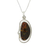 Amber Sterling Silver Oval Pendant and Chain | H&H Family Jewellers