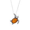 Amber Sterling Silver Turtle Pendant and Chain