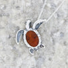 Amber Sterling Silver Turtle Pendant and Chain