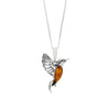 Amber Sterling Silver Hummingbird Pendant and Chain