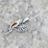 Amber Sterling Silver Hummingbird Pendant and Chain
