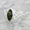 Green Amber Sterling Silver Celtic Ring
