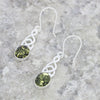 Green Amber Sterling Silver Celtic Drop Earrings
