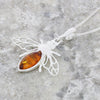 Amber Sterling Silver Bee Pendant and Chain