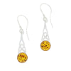 Amber Sterling Silver Celtic Drop Earrings