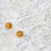 Amber Sterling Silver Celtic Drop Earrings