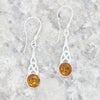 Amber Sterling Silver Celtic Drop Earrings
