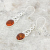 Amber Sterling Silver Celtic Drop Earrings