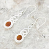 Amber Sterling Silver Celtic Drop Earrings