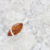 Amber Sterling Silver Marquise Pendant & Chain