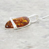 Amber Sterling Silver Marquise Pendant & Chain