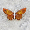 Amber Sterling Silver Butterfly Brooch