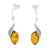 Amber Sterling Silver Leaf Drop Earrings