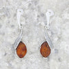 Amber Sterling Silver Leaf Drop Earrings