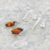 Amber Sterling Silver Leaf Drop Earrings