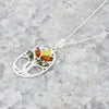 Amber Sterling Silver Tree of Life Pendant & Chain