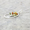 Amber Sterling Silver Tree of Life Pendant & Chain