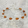 Amber Teardrop Sterling Silver Ladies Bracelet