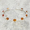 Amber Oval Link Sterling Silver Ladies Bracelet