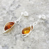 Amber Sterling Silver Ladies Drop Earrings