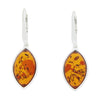 Amber Sterling Silver Marquise Shape Drop Earrings