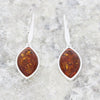 Amber Sterling Silver Marquise Shape Drop Earrings