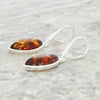 Amber Sterling Silver Marquise Shape Drop Earrings