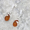 Amber Sterling Silver Ladies Drop Earrings