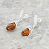 Amber Sterling Silver Ladies Drop Earrings