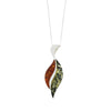 Amber Sterling Silver Leaf Shape Pendant & Chain