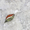 Amber Sterling Silver Leaf Shape Pendant & Chain