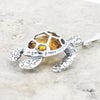 Amber Sterling Silver Turtle Pendant and Chain