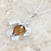 Amber Sterling Silver Turtle Pendant and Chain
