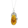 Amber Sterling Silver Large Teardrop Pendant & Chain