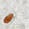 Amber Sterling Silver Large Teardrop Pendant & Chain