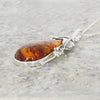 Amber Sterling Silver Large Teardrop Pendant & Chain
