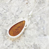 Amber Sterling Silver Large Teardrop Pendant & Chain