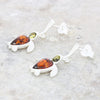 Amber Sterling Silver Turtle Drop Earrings