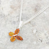 Amber Sterling Silver Butterfly Pendant and Chain