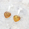 Amber Sterling Silver Heart Drop Earrings