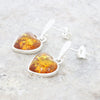 Amber Sterling Silver Heart Drop Earrings