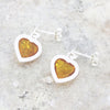 Amber Sterling Silver Heart Drop Earrings