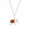 Amber Sterling Silver Elephant Pendant and Chain