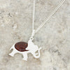 Amber Sterling Silver Elephant Pendant and Chain